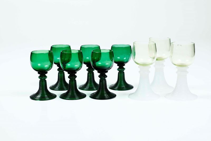 Sei calici Roemer verdi, XX secolo  - Auction Table furniture | Cambi Time - Cambi Casa d'Aste