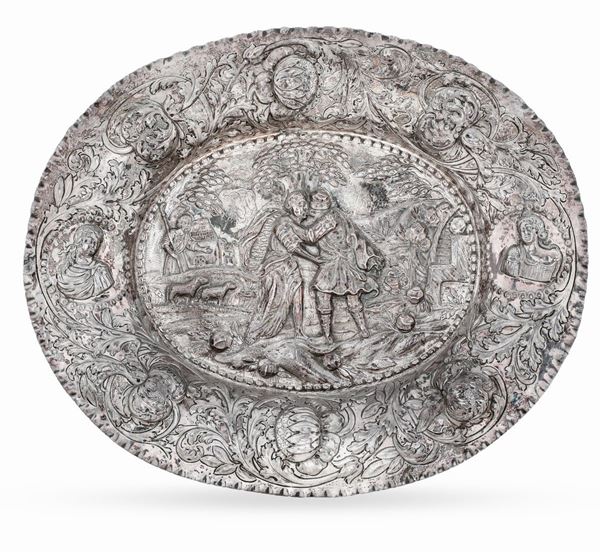 A silver tray, Moscow, 1726