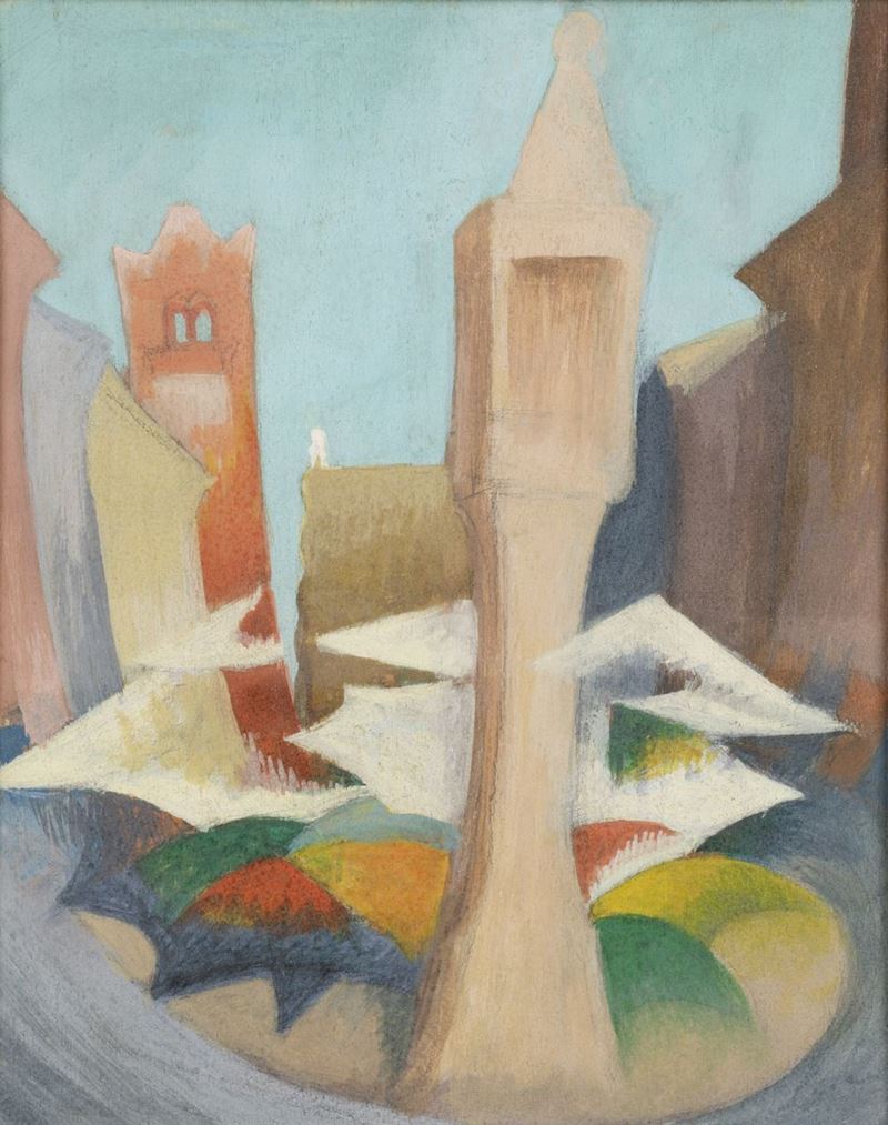 Renato di Bosso (1905-1982)veduta Piazza Erbe, 1966