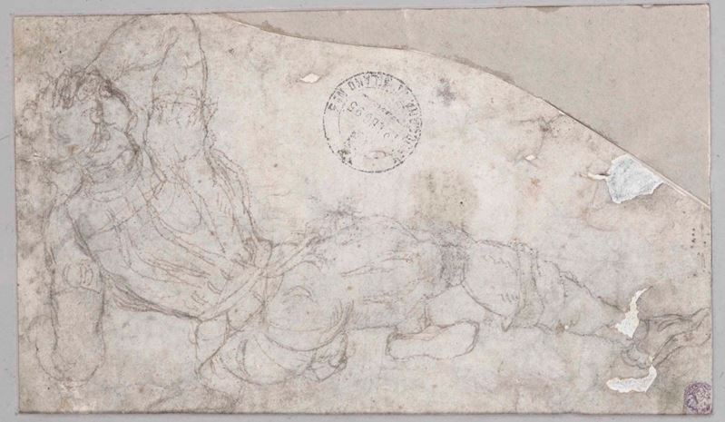 Scuola ferrarese del XV secolo Figura maschile sdraiata  - Asta Disegni Antichi - Cambi Casa d'Aste