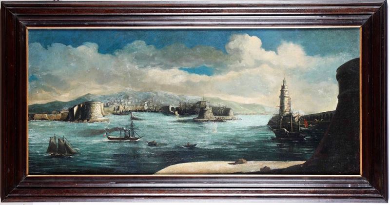 Pittore del XIX secolo Marina con imbarcazioni  - Asta Dipinti del XIX e XX Secolo | Cambi Time - Cambi Casa d'Aste