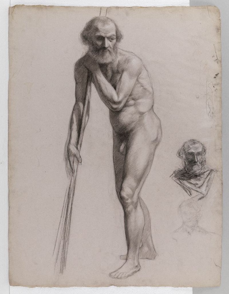 Scuola italiana del XIX secolo Figura di anziano e studio di testa  - Auction Old Master Drawings - Cambi Casa d'Aste