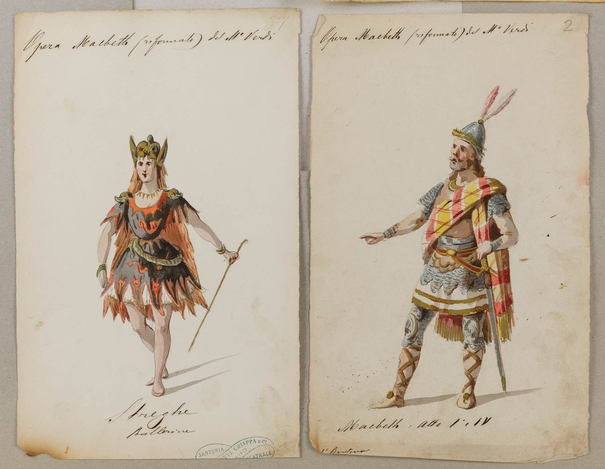 Scuola Italiana del XIX Secolostudi per i Costumi di Sei Personaggi del Macbeth di Verdi