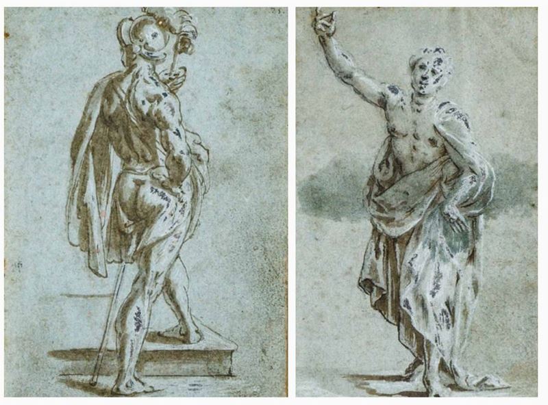 Carlo Urbino (Crema 1510/20-1585) Studi per figure  - Asta Disegni Antichi - Cambi Casa d'Aste