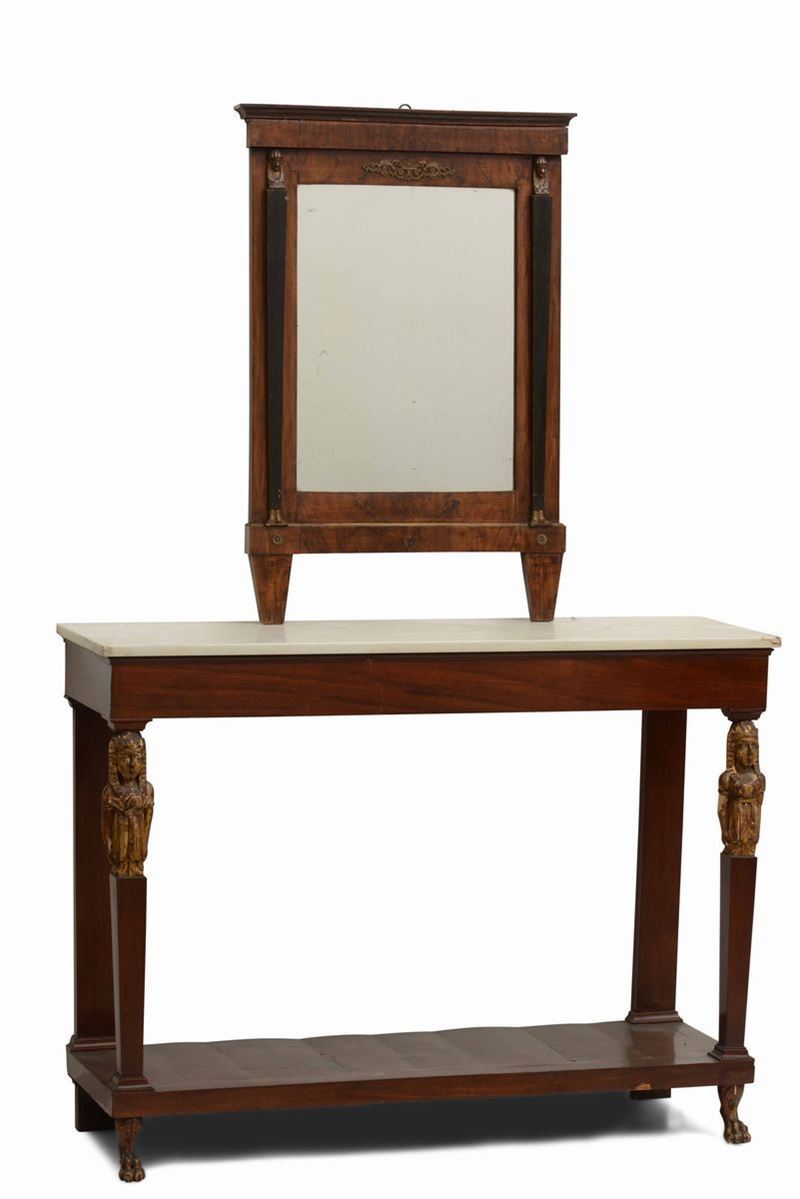 Console con specchiera in legno intagliato, XIX-XX secolo  - Asta Antiquariato Settembre | Cambi Time - Cambi Casa d'Aste