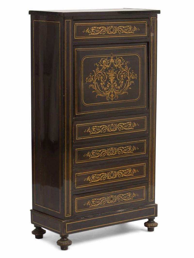 Secretaire con intarsi in metallo dorato, XIX secolo  - Auction Antiques | Timed Auction - Cambi Casa d'Aste