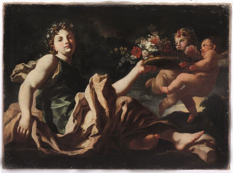 Francesco Solimena (Serino 1657 - Napoli 1747), attribuito a Allegoria della Primavera  - Asta Dipinti antichi - Cambi Casa d'Aste