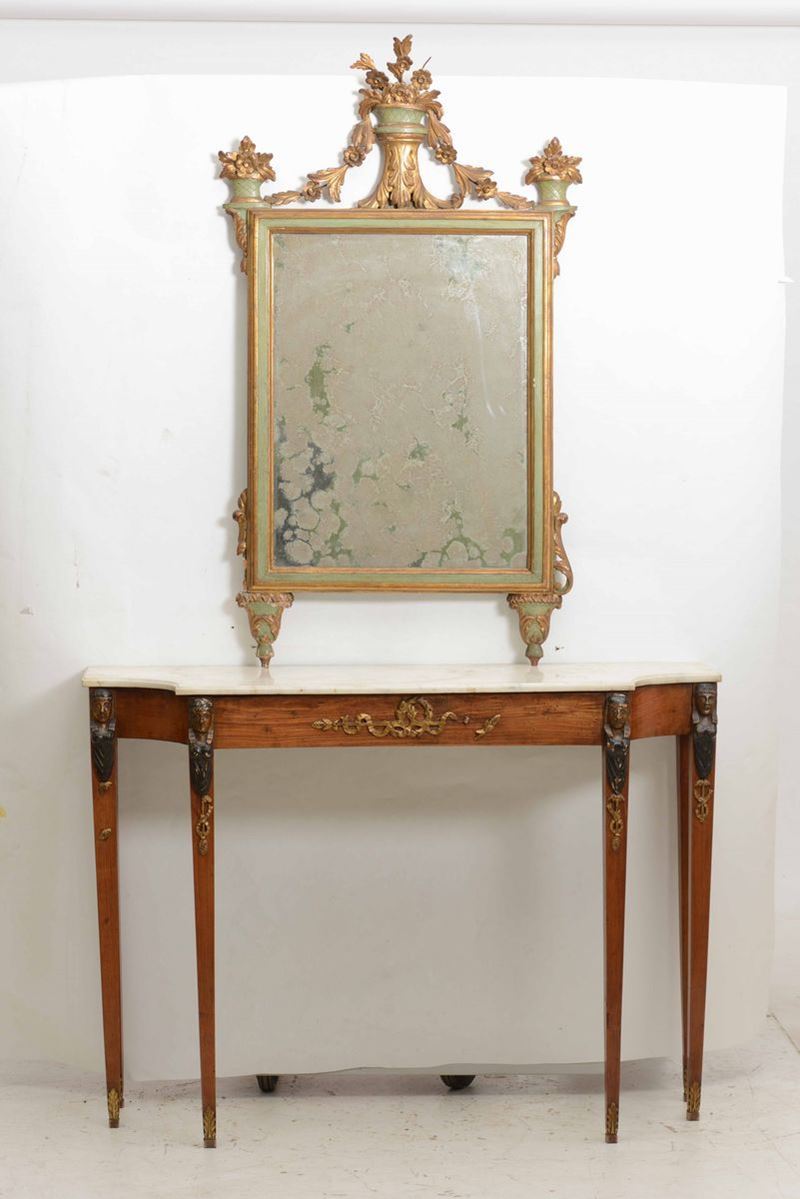 Console e specchiera in legno intagliato  - Auction Antiques | Timed Auction - Cambi Casa d'Aste