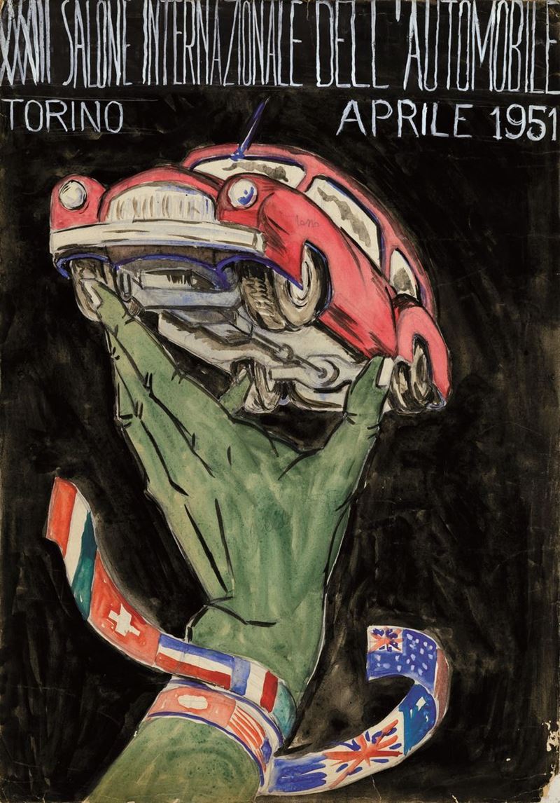 Anonimo XXXII SALONE DELL AUTOMOBILE TORINO   APRILE 1951  - Auction Posters - Cambi Casa d'Aste