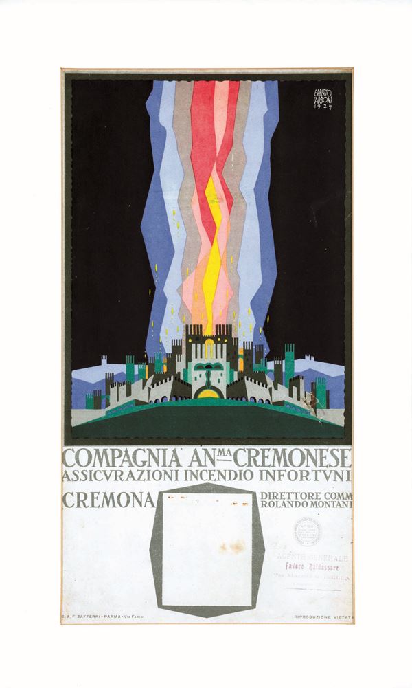 Erberto Carboni (1899   1984) COMPAGNIA AN.MA CREMONESE   ASSICURAZIONI INCENDIO INFORTUNI