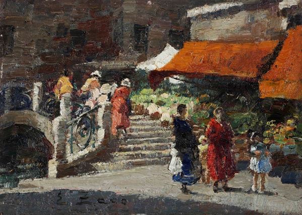 Erma Zago (1880-1942) Scena di mercato