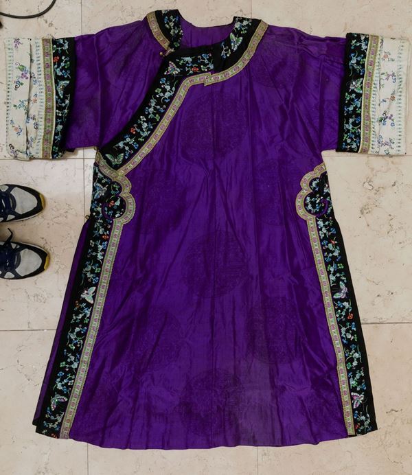 A purple silk robe, China, Qing Dynasty, 1800s