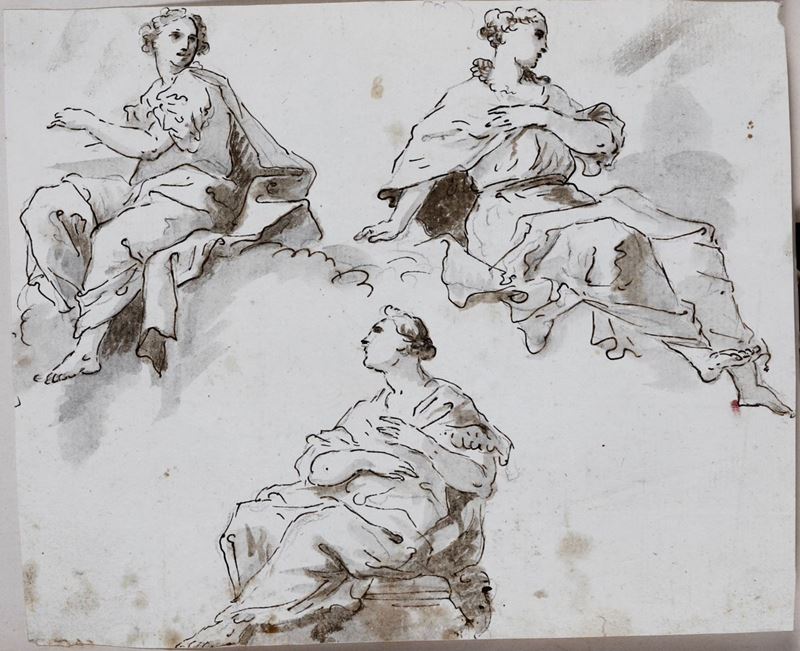 Scuola del XVIII secolo Tre figure femminili  - Asta Dipinti Antichi | Cambi Time - Cambi Casa d'Aste