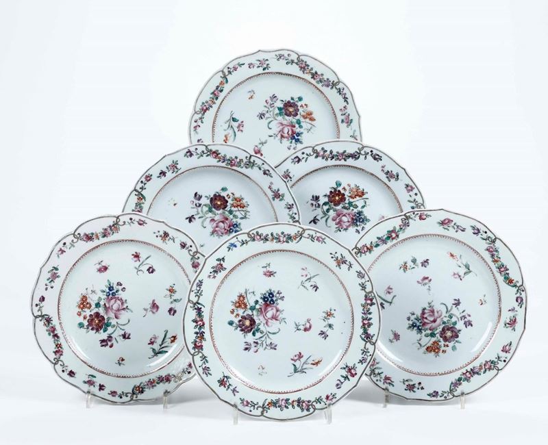 Six porcelain plates, China, Qing Dynasty, 1700s  - Auction Oriental Art - Cambi Casa d'Aste