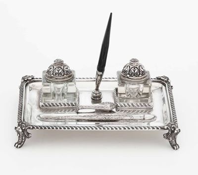 Calamaio in Argento e Vetro. Argenteria Artistica Italiana del XX Secolo