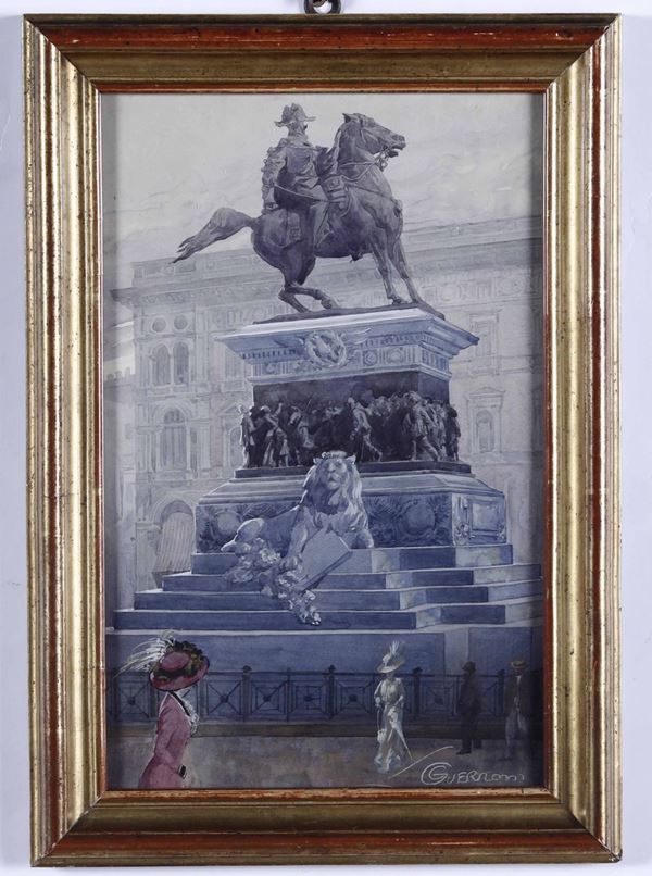 Giovanni Guerzoni (Modena 1876-Sanremo 1948) Monumento a Vittorio Emmanuele in Piazza Duomo a Milano