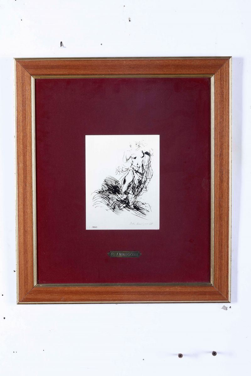 Incisione su lastra di argento di Pietro Annigoni  - Auction Antiques | Timed Auction - Cambi Casa d'Aste