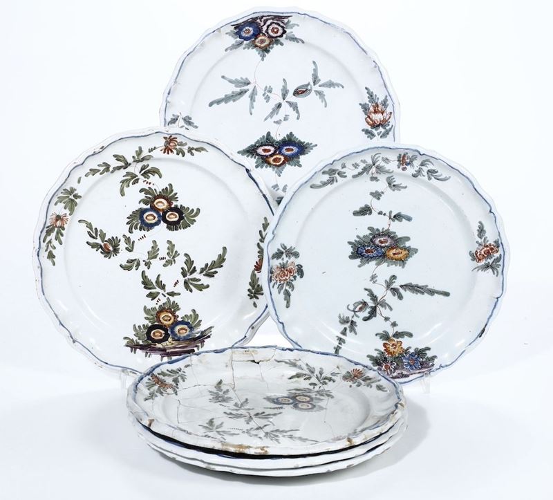 Sei piatti Nove, Manifattura Antonibon, 1760-1770 circa  - Auction Ceramics | Cambi Time - Cambi Casa d'Aste