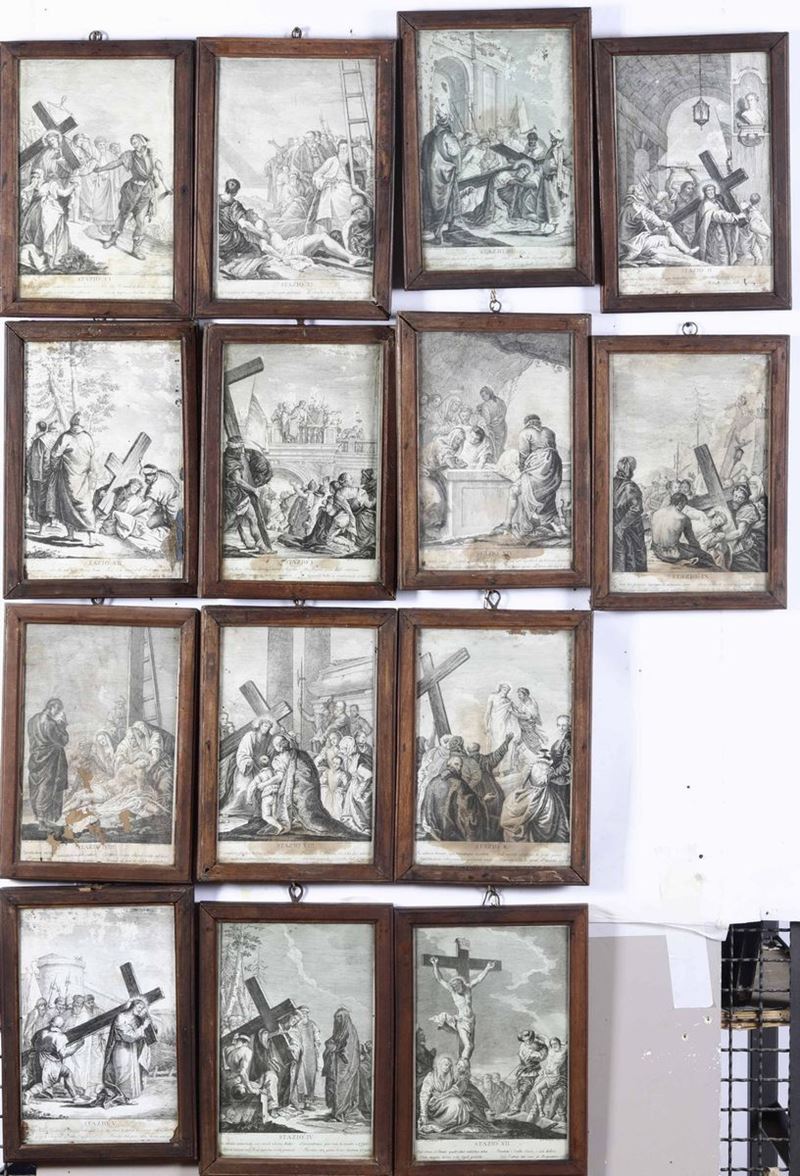 Via crucis, 14 incisioni telate  - Auction Antiques | Time Auction - Cambi Casa d'Aste