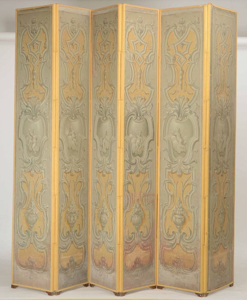 Paravento a sei ante dipinte a tempera grassa, Venezia metà XVIII secolo  - Auction Antiques | Time Auction - Cambi Casa d'Aste