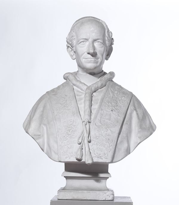 Papa Leone XIII Busto in gesso Filippo Matteini (Civitavecchia - Roma attivo nella seconda metà del XIX secolo)