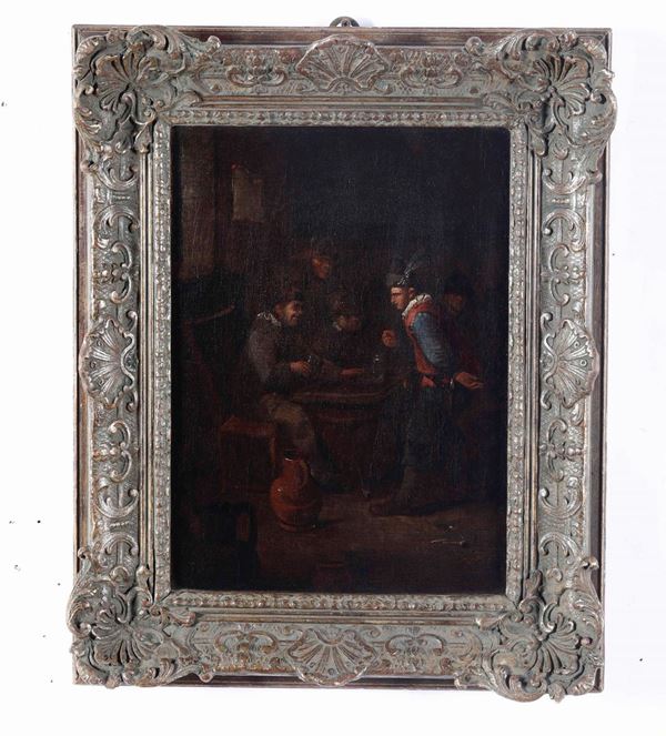 Egbert Van Heemskerck (Harleem 1634-Londra 1704) Scena di genere con interno di osteria