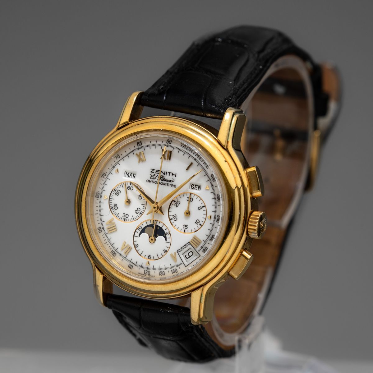 Zenith - Chronomaster Automatico in Oro 18k, Cronografo con Calendario Completo e Fasi Lunari, Fo...