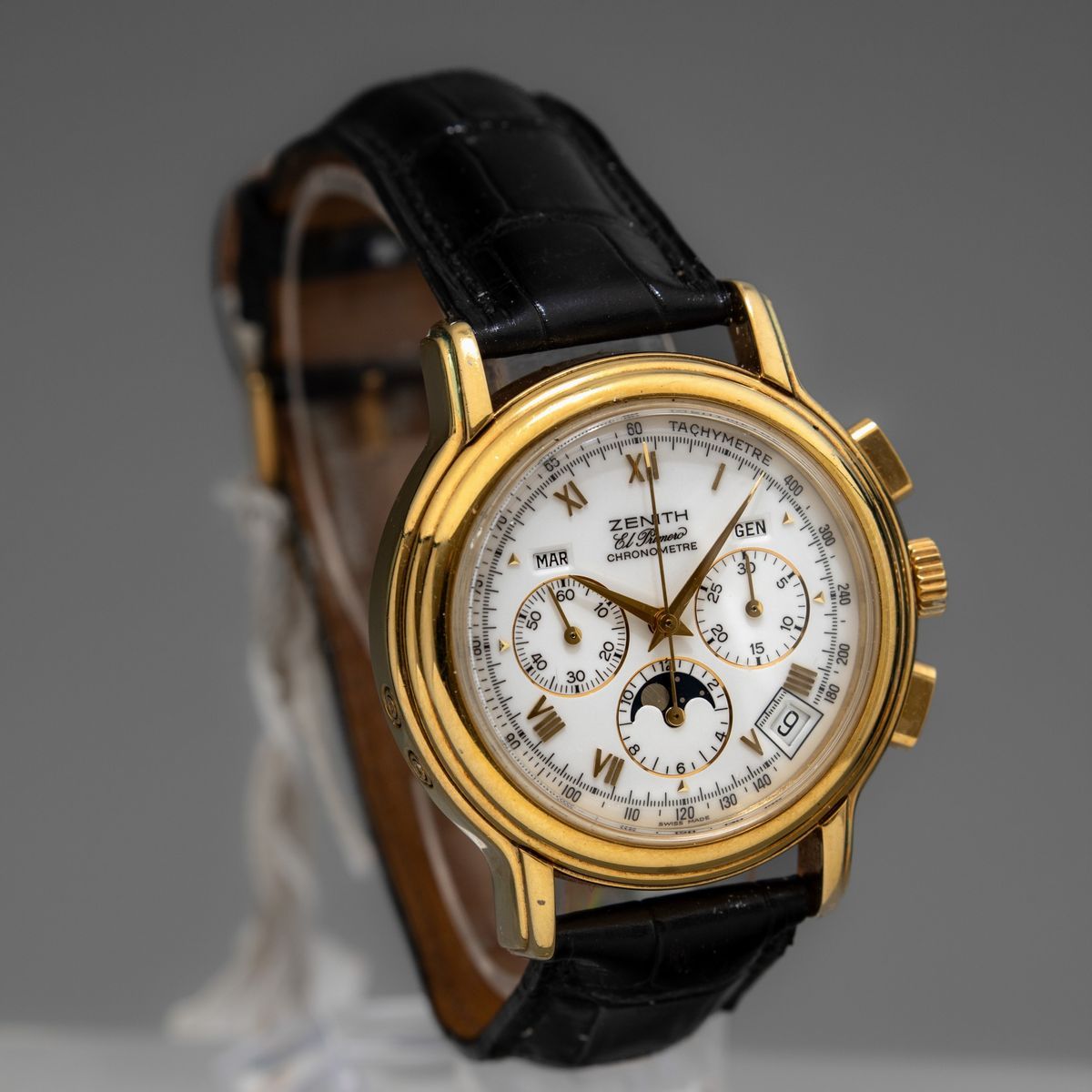 Zenith - Chronomaster Automatico in Oro 18k, Cronografo con Calendario Completo e Fasi Lunari, Fo...