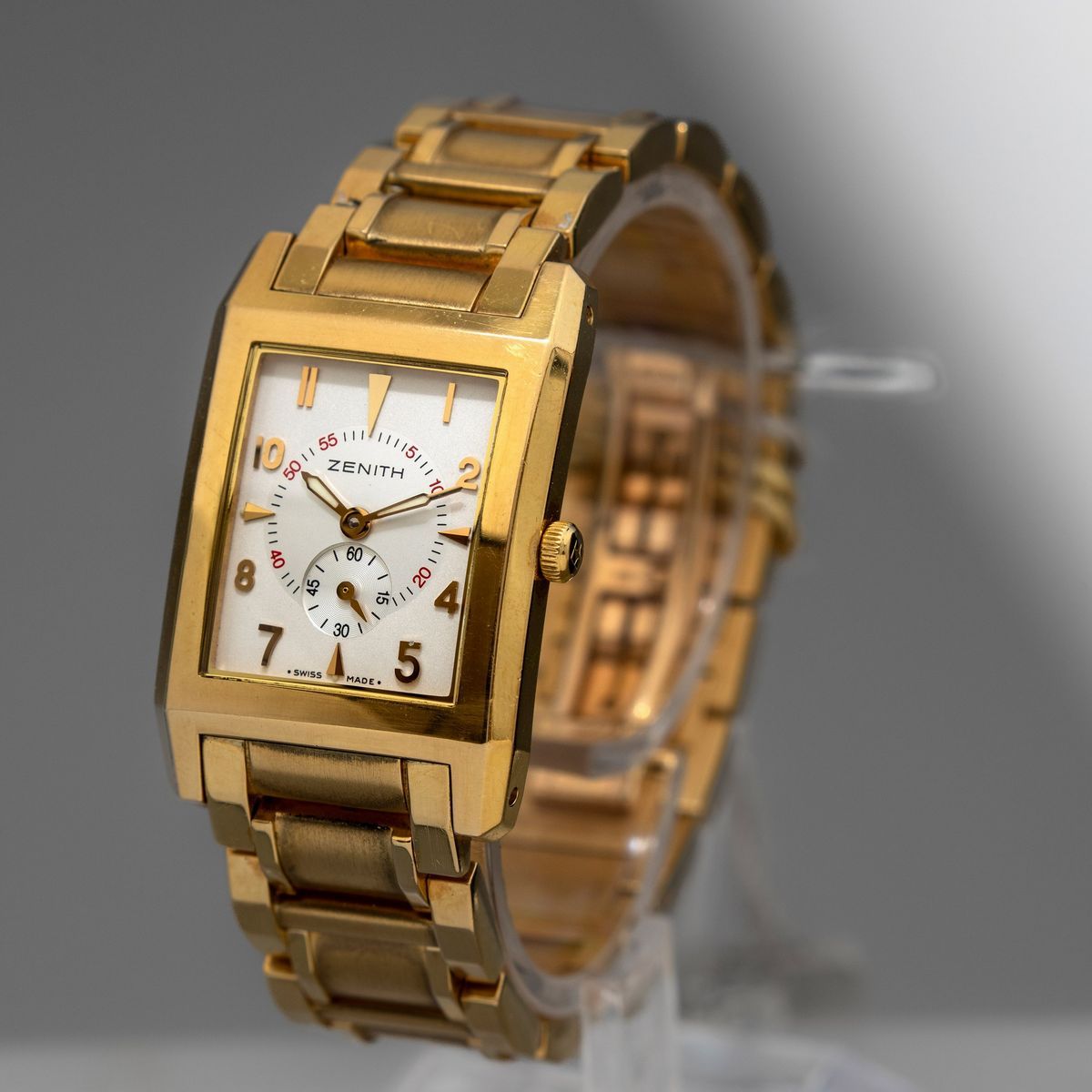 Zenith - Port Royal Rettangolare D'oro 18k al Quarzo. Accompagnato da Scatola e Garanzia