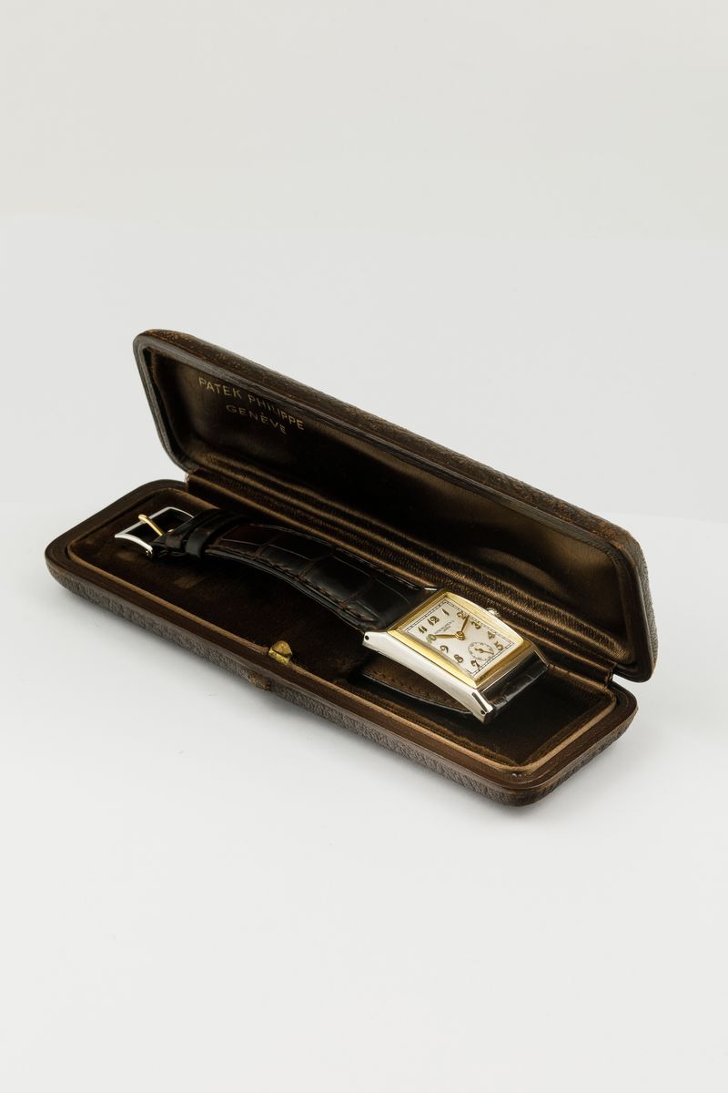 Patek Philippe - Raro Orologio di Forma Anni '30 con Cassa D'oro 18k Bitonale. con Scatola ed Est...