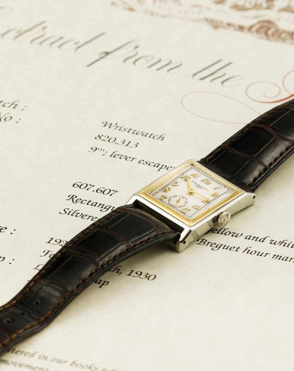 Patek Philippe - Raro Orologio di Forma Anni '30 con Cassa D'oro 18k Bitonale. con Scatola ed Est...