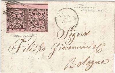 Lettera da Modena per Bologna del 12 Ottobre 1859