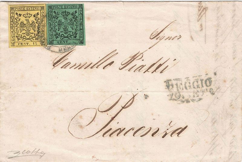 Lettera da Reggio per Piacenza  del 19 settembre 1859  - Asta Storia Postale del Risorgimento - Cambi Casa d'Aste