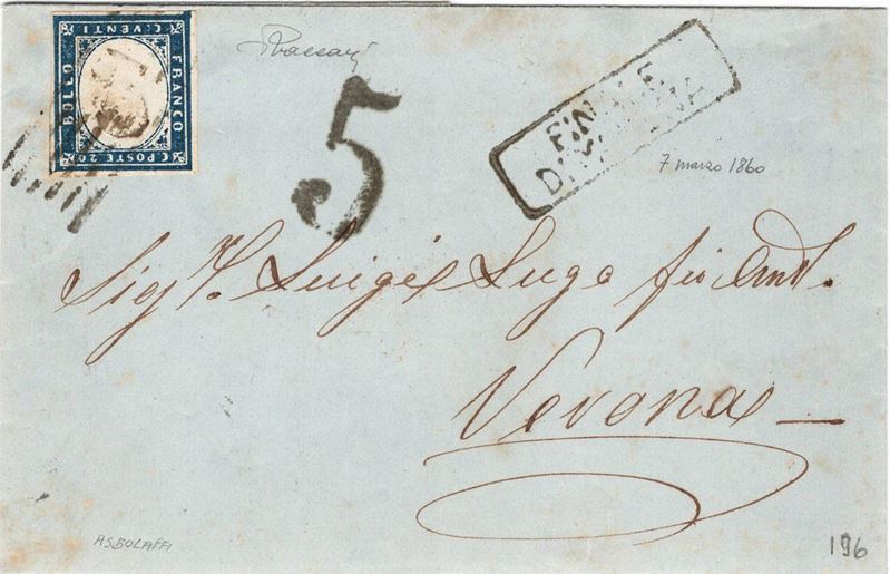 Lettera da Finale di Modena per Verona del 7 marzo 1860  - Auction Postal History of the Risorgimento - Cambi Casa d'Aste