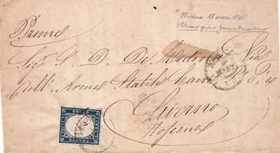 Frontespizio di Lettera da Modena per Livorno del 18 Marzo 1860