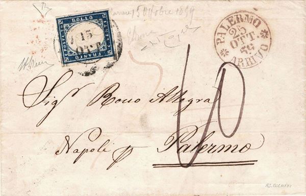 Lettera da Carrara per Palermo del 15 ottobre 1859