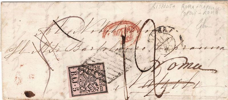 Lettera da Roma per Napoli dell’11 settembre 1860  - Auction Postal History of the Risorgimento - Cambi Casa d'Aste