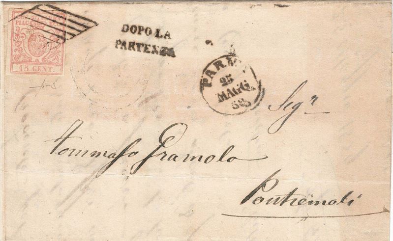 Lettera da Parma per Pontremoli del 25 maggio 1859  - Auction Postal History of the Risorgimento - Cambi Casa d'Aste