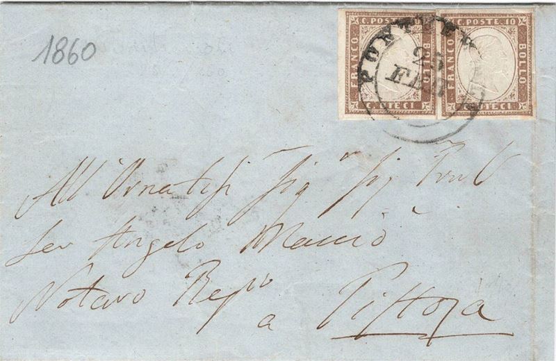 Lettera da Pontremoli per Pistoia del 25 febbraio 1860  - Asta Storia Postale del Risorgimento - Cambi Casa d'Aste