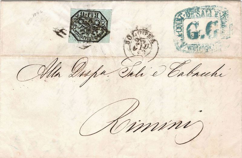 Lettera da Bologna per Rimini del 25 giugno 1859  - Asta Storia Postale del Risorgimento - Cambi Casa d'Aste