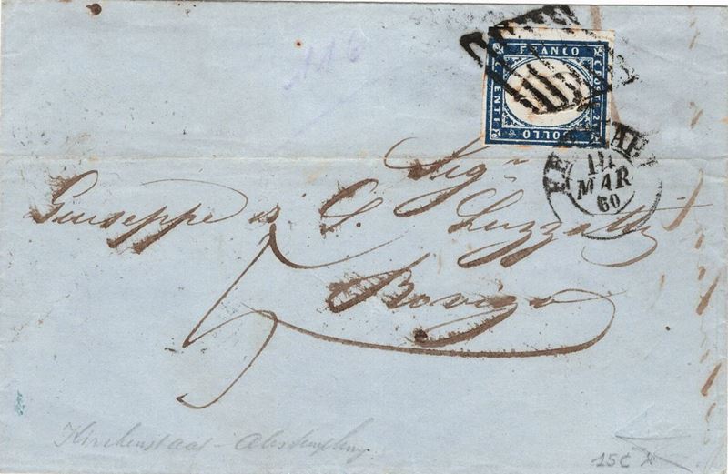 Lettera da Ferrara per Rovigo del 14 marzo 1860  - Auction Postal History of the Risorgimento - Cambi Casa d'Aste