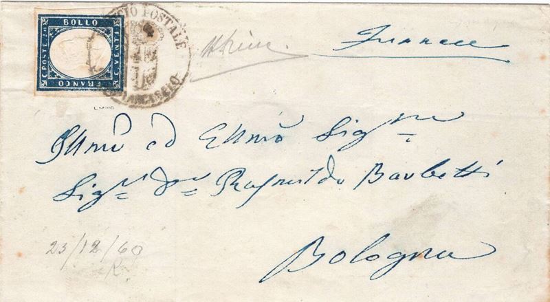 Lettera da Santarcangelo di Romagna per Bologna  - Auction Postal History of the Risorgimento - Cambi Casa d'Aste