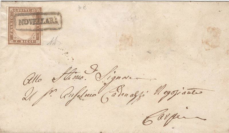 Lettera da Novellara (Cisappennino Modenese) per Carpi del 2 febbraio 1861  - Auction Postal History of the Risorgimento - Cambi Casa d'Aste