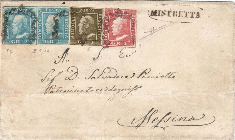 Lettera da Mistretta per Messina con data di arrivo del 15 maggio 1860  - Auction Postal History of the Risorgimento - Cambi Casa d'Aste