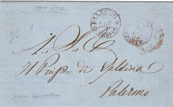 Lettera da (Trapani?) per Palermo del 1° agosto 1860