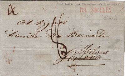 Lettera da Palermo per Genova del 17 Agosto 1860