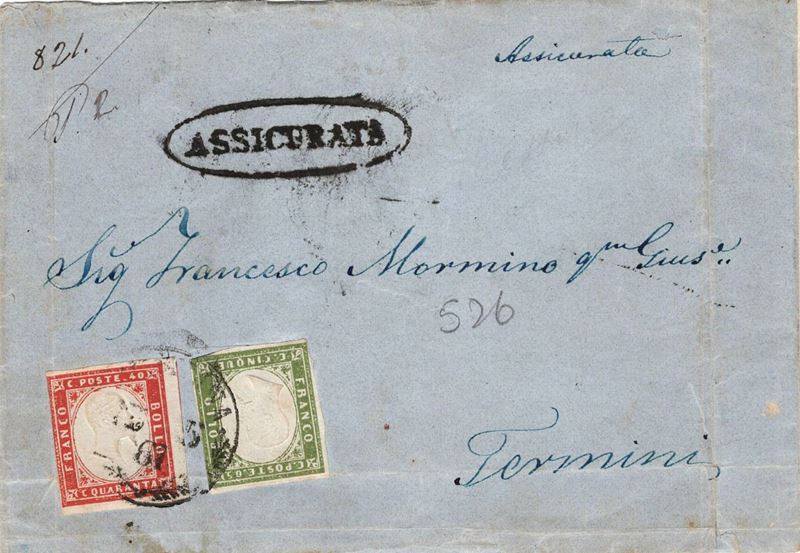 Raccomandata da Messina per Termini del 13 maggio 1861  - Asta Storia Postale del Risorgimento - Cambi Casa d'Aste
