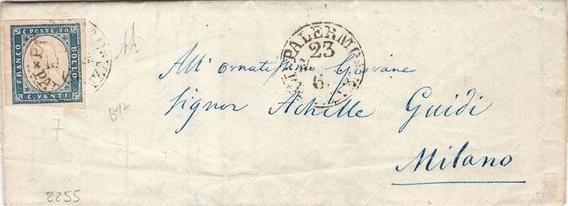 Lettera da Palermo per Milano del 23 maggio 1861  - Asta Storia Postale del Risorgimento - Cambi Casa d'Aste