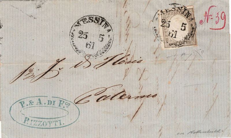 Lettera da Messina per Palermo del 25 maggio 1861  - Auction Postal History of the Risorgimento - Cambi Casa d'Aste