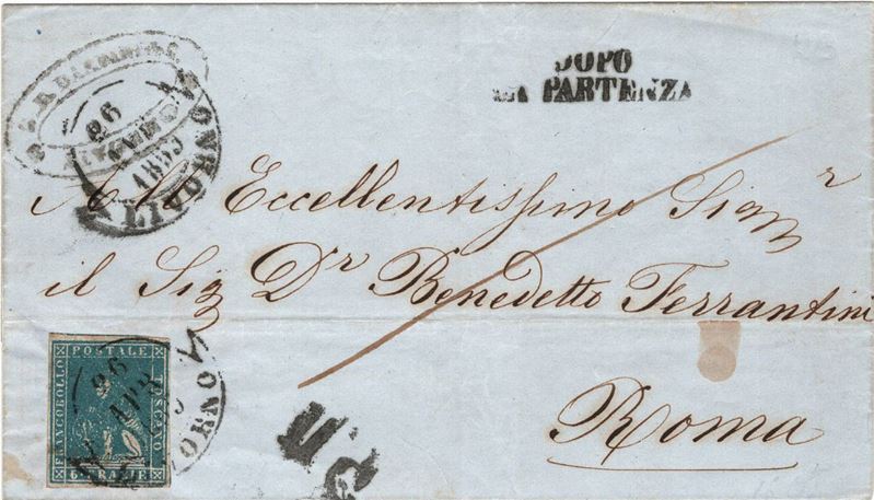 Lettera da Livorno per Roma del 26 aprile 1859  - Auction Postal History of the Risorgimento - Cambi Casa d'Aste